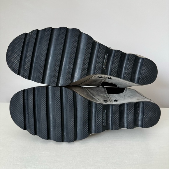 Sorel Lea Wedge Boots Dark Gray Pull-On Waterproof Leather Winter Shoe 11 - Picture 15 of 15